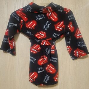 Bravado Kids Black Robe with Red Rolling Stones Tongue Print